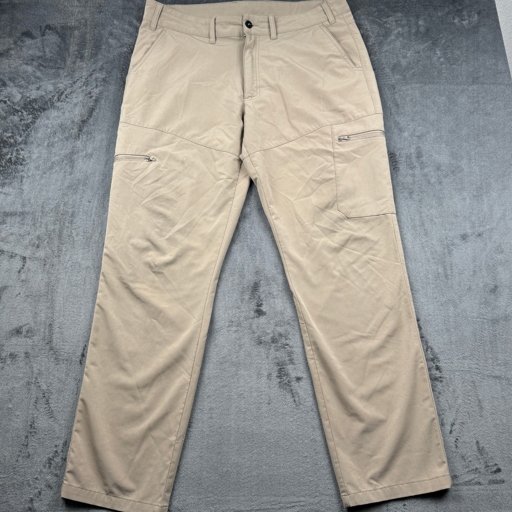 Magellan Hiking Pants Mens 36W Khaki Stretch Zipper Pockets Good